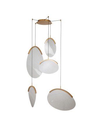 OASIS * LÁMPARA LED 72W ORO - 5 COLGANTES - DIMABLE TRIAC